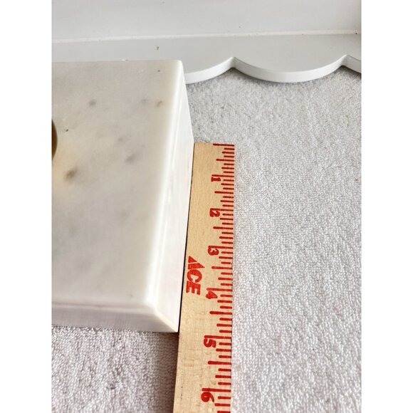 Alabaster Marble 5” X 5” Trinket Box With Gold Knob Square Versatile Storage - Picture 3 of 9